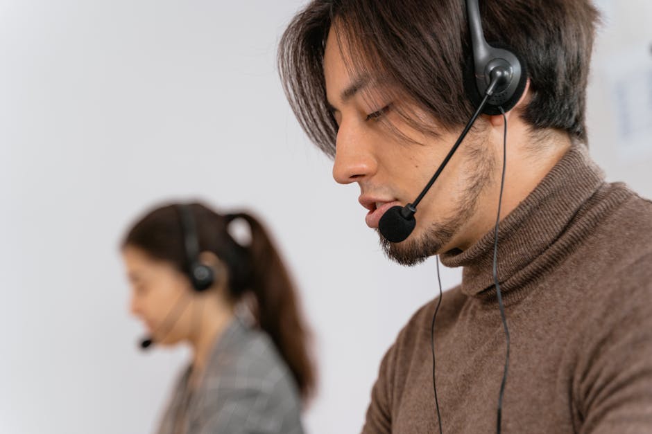 Contact us - customer support team with headsets ready to help